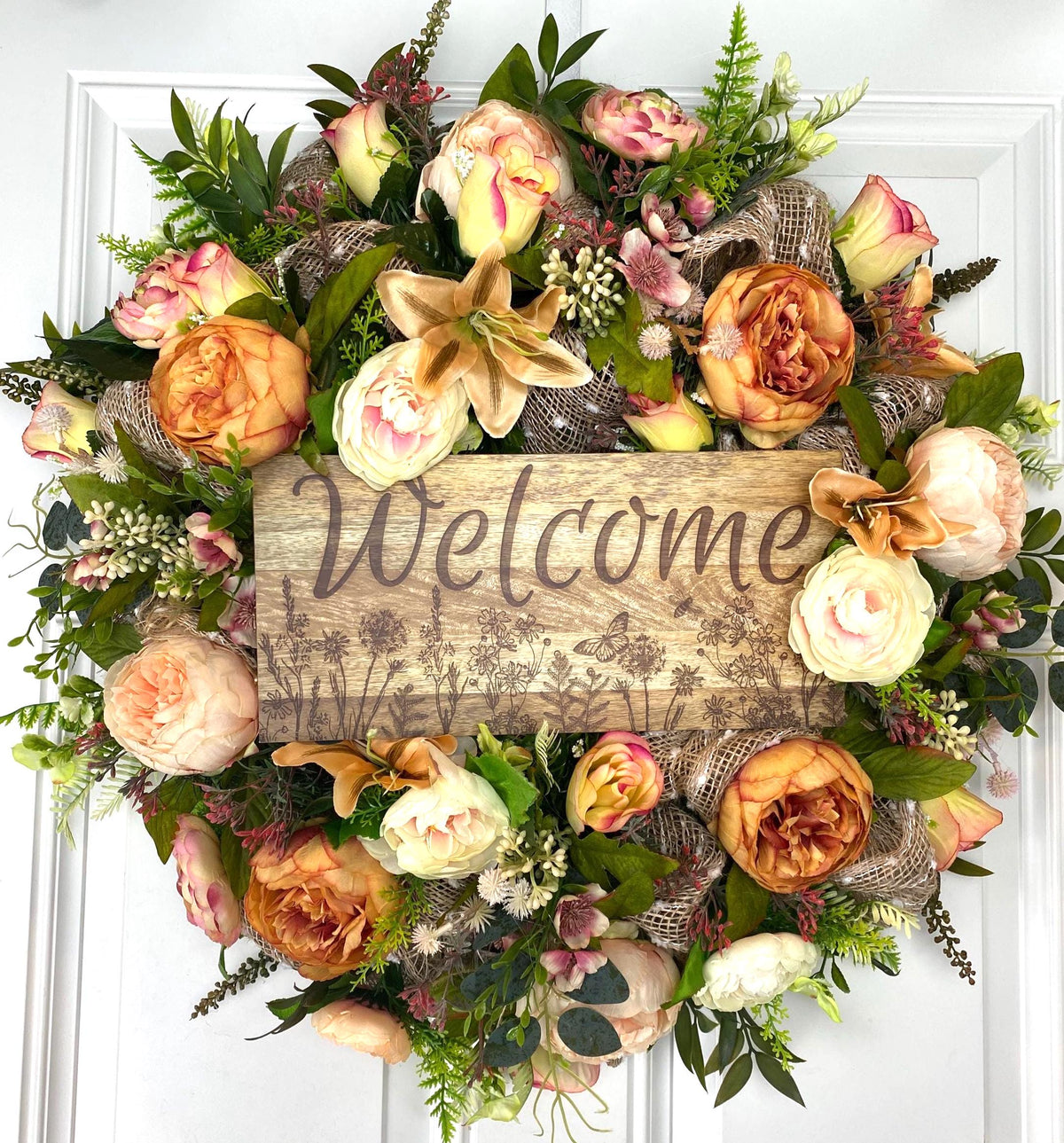 Everyday Floral Peony-Ranunculus Wreath- Spring - Fall!