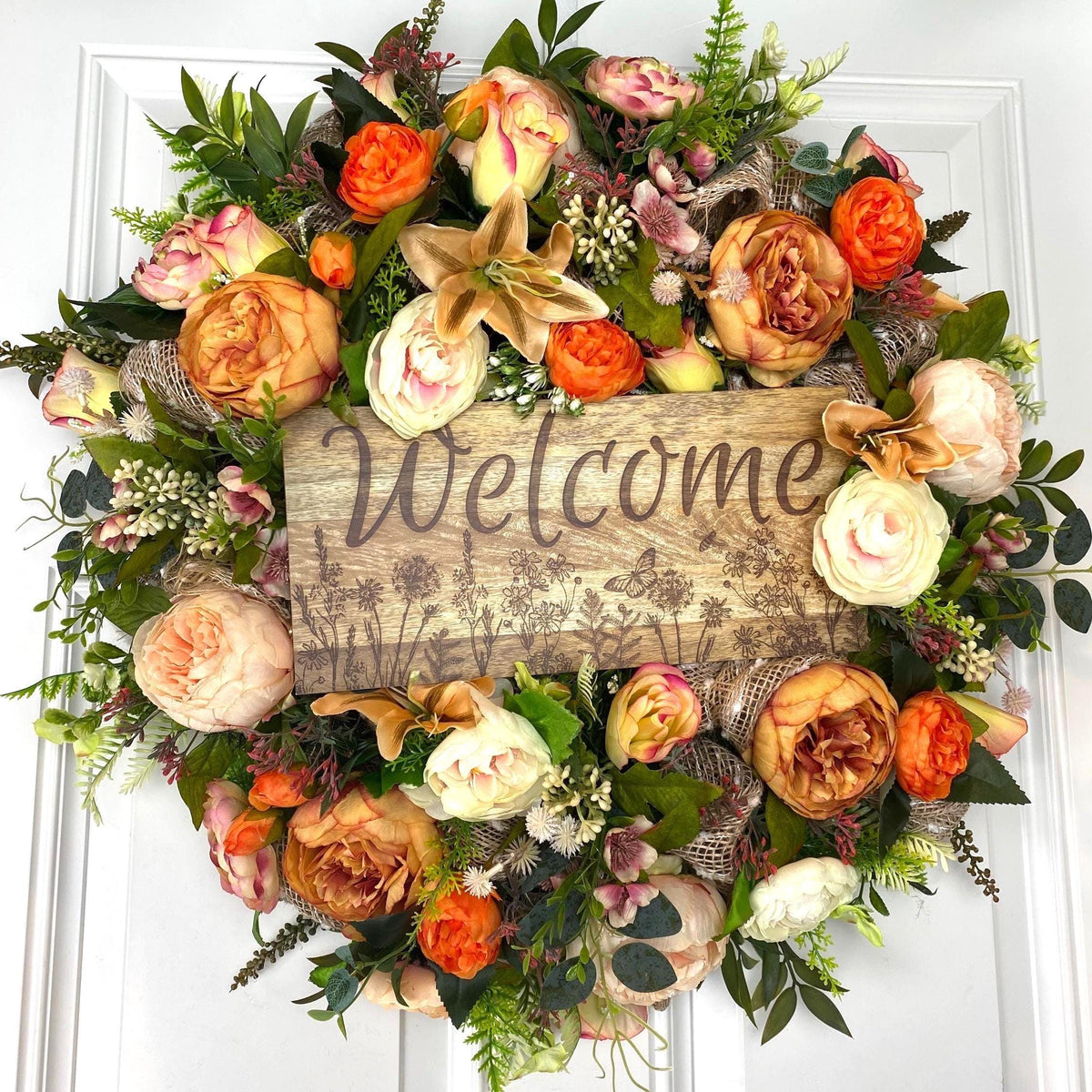 Everyday Floral Peony-Ranunculus Wreath- Spring - Fall!