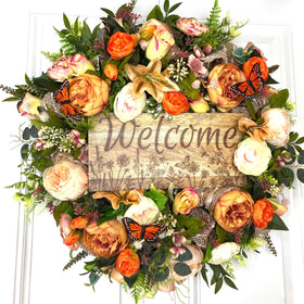 Everyday Floral Peony-Ranunculus Wreath- Spring - Fall!
