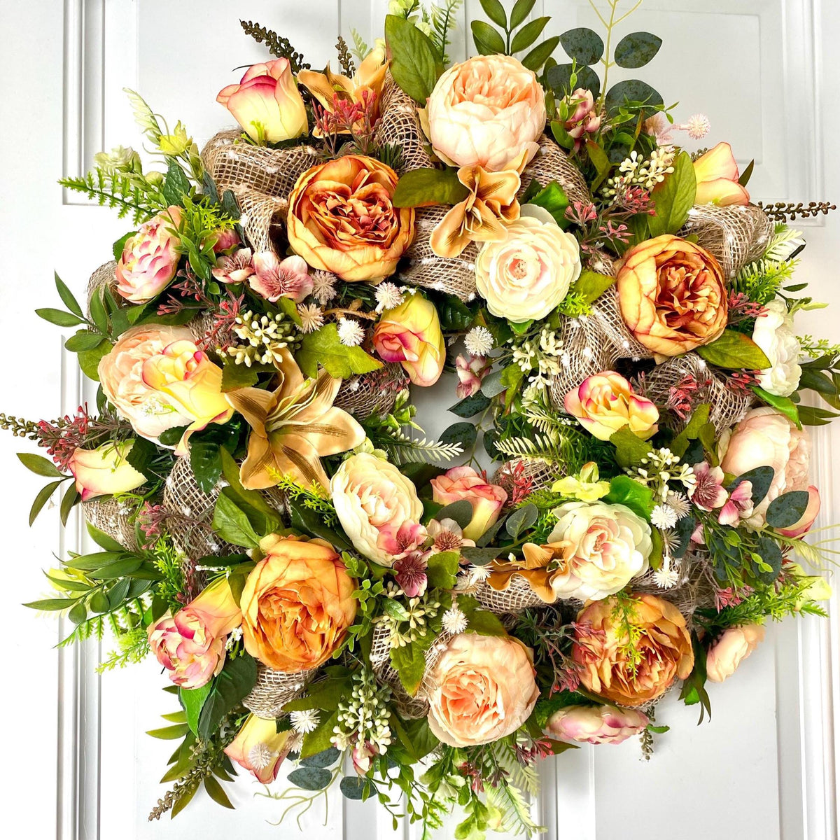 Everyday Floral Peony-Ranunculus Wreath- Spring - Fall!