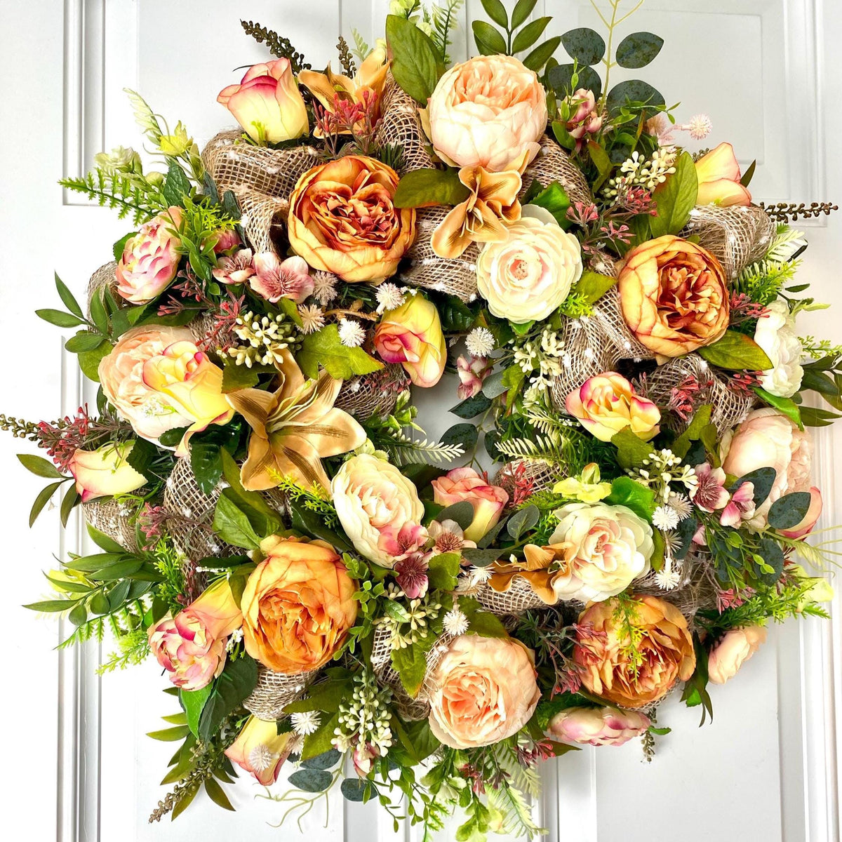 Everyday Floral Peony-Ranunculus Wreath- Spring - Fall!