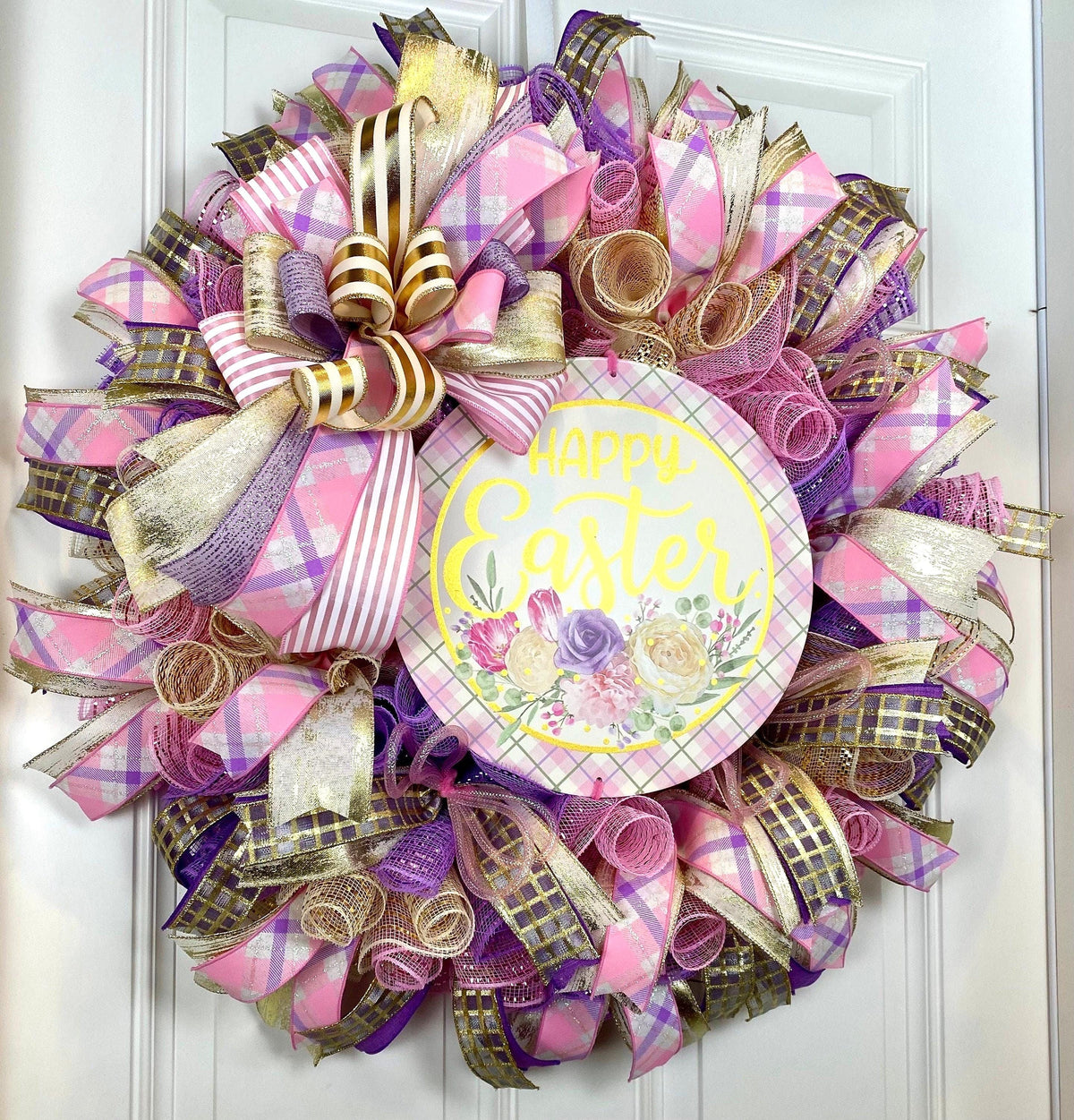Elegant Easter Tulip Wreath, Spring Floral Decor for front door