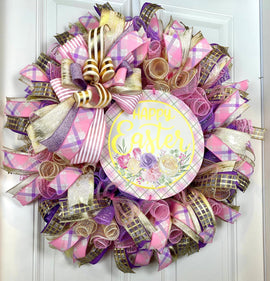 Elegant Easter Tulip Wreath, Spring Floral Decor for front door