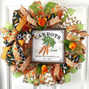 Carrot Spring Bunny Wreath, Easter Wreath, Spring Wreath for front door, Fresh Carrots, Rose Wreath, Deco Mesh Wreath. Front Door Wreath