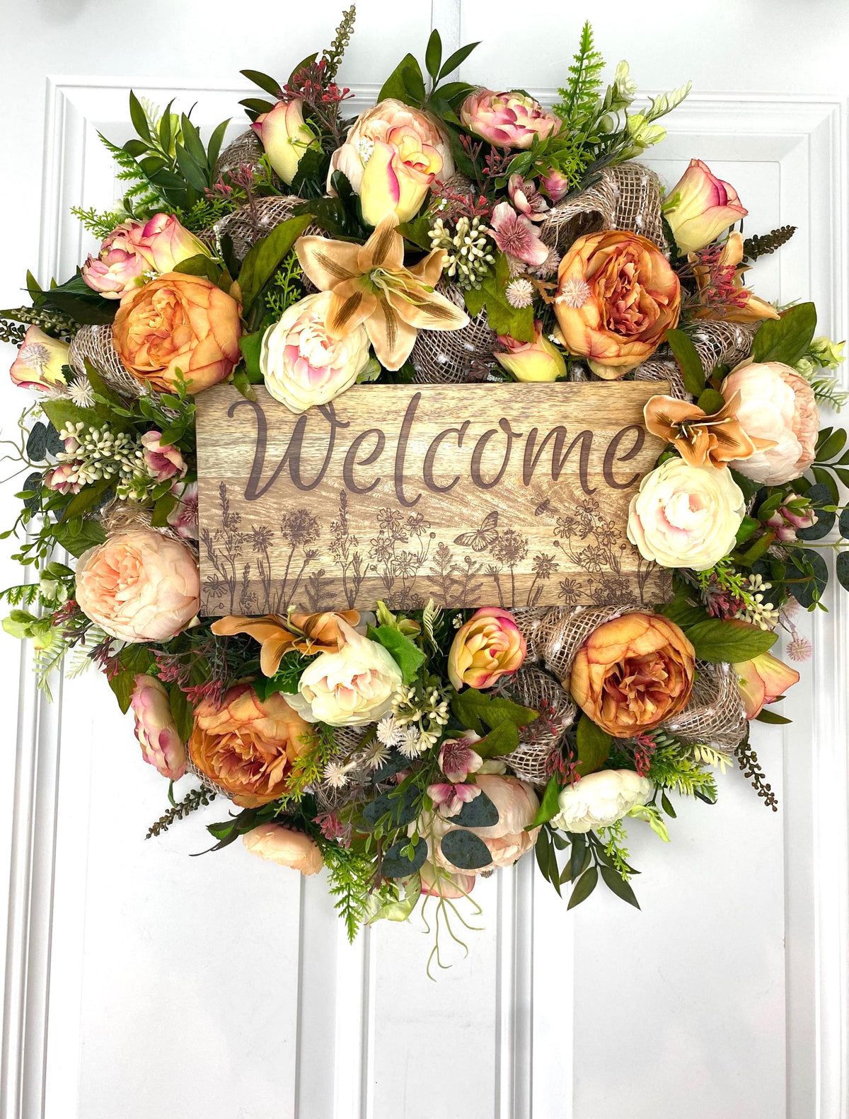 Everyday Floral Peony-Ranunculus Wreath- Spring - Fall!