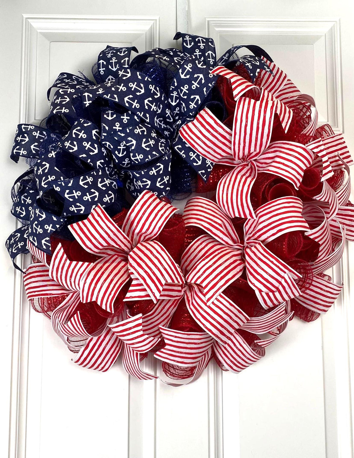 American Flag Wreath: Patriotic Stars & Stripes Decor, Nautical, 250th, 1776