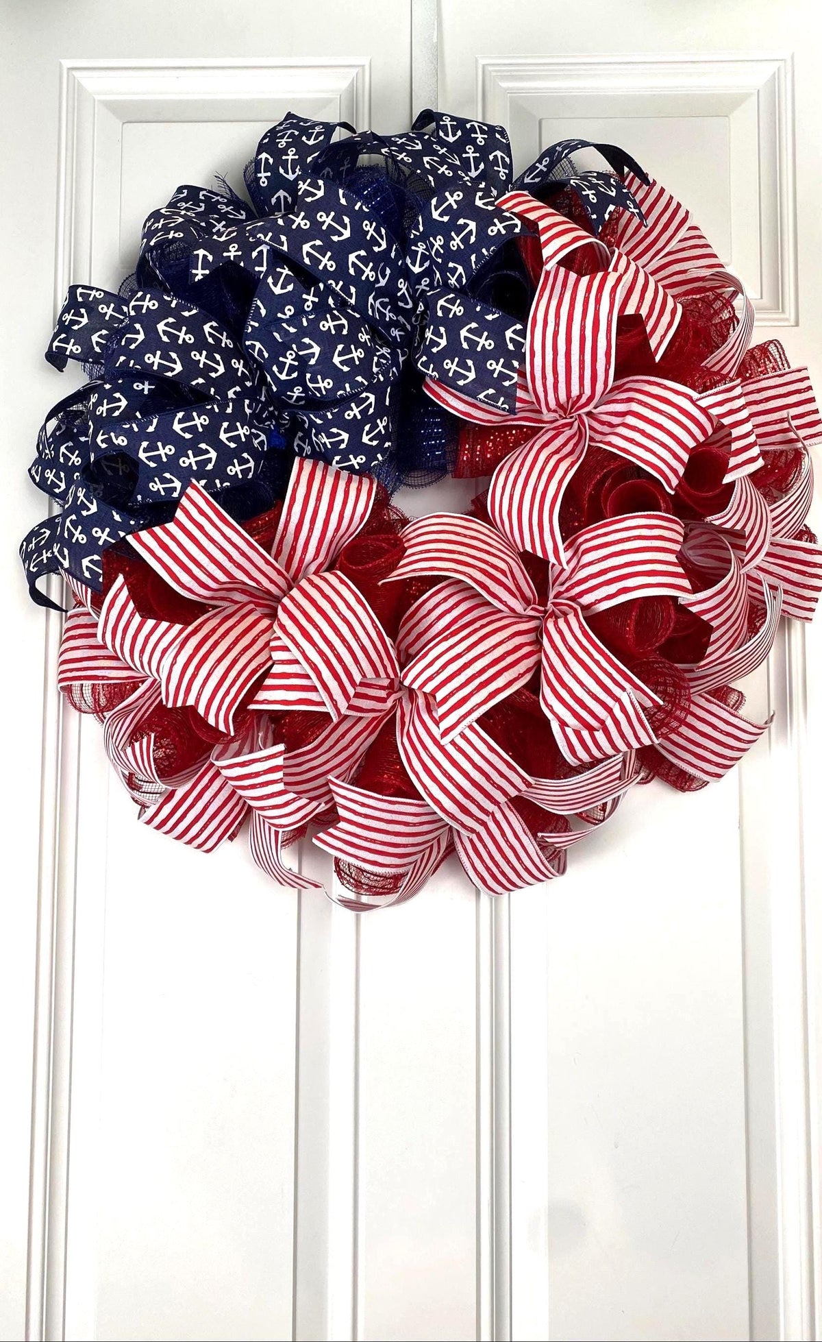 American Flag Wreath: Patriotic Stars & Stripes Decor, Nautical, 250th, 1776