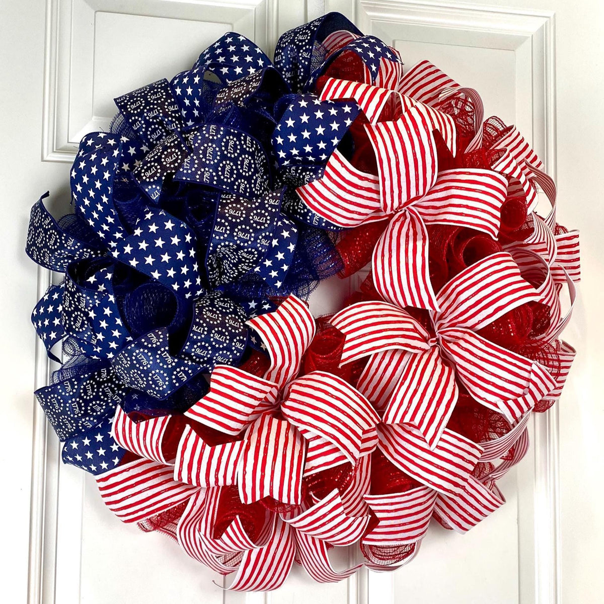 American Flag Wreath: Patriotic Stars & Stripes Decor, Nautical, 250th, 1776