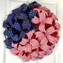 American Flag Wreath: Patriotic Stars & Stripes Decor, Nautical, 250th, 1776