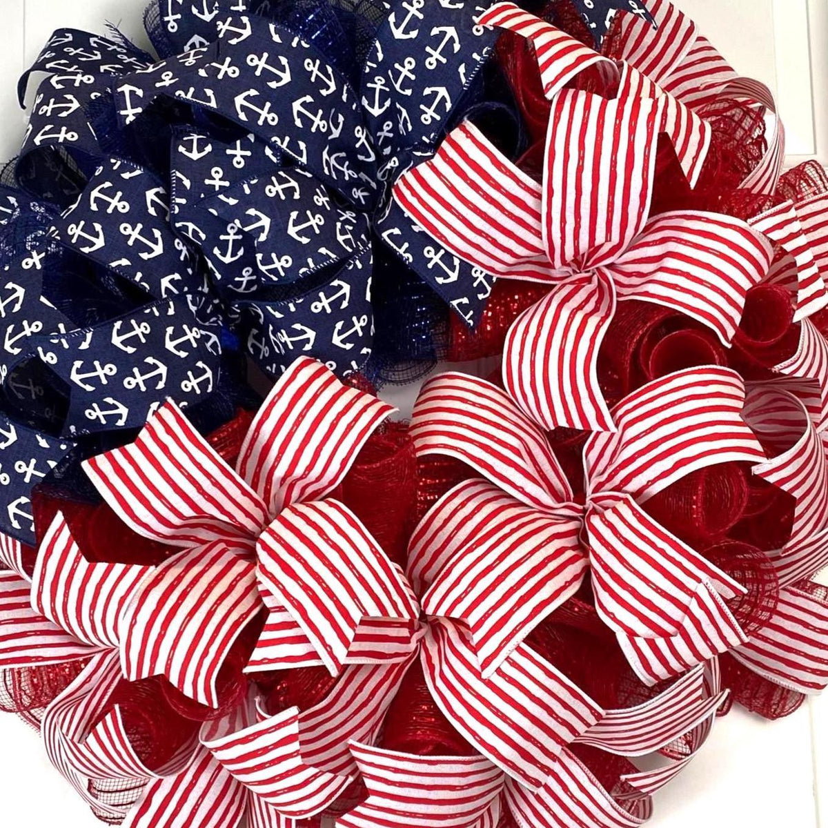 American Flag Wreath: Patriotic Stars & Stripes Decor, Nautical, 250th, 1776