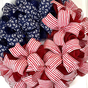 American Flag Wreath: Patriotic Stars & Stripes Decor, Nautical, 250th, 1776