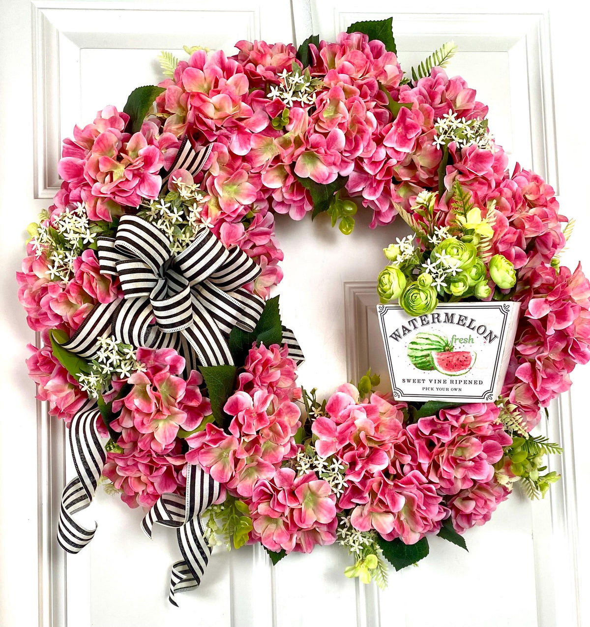 Hydrangea Wreath: Summer Floral Front Door Decor, * strawberry, watermelon, lemon