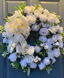 Everyday White Patriotic Memorial Wreath Front Door, Service Member, Military, Funeral