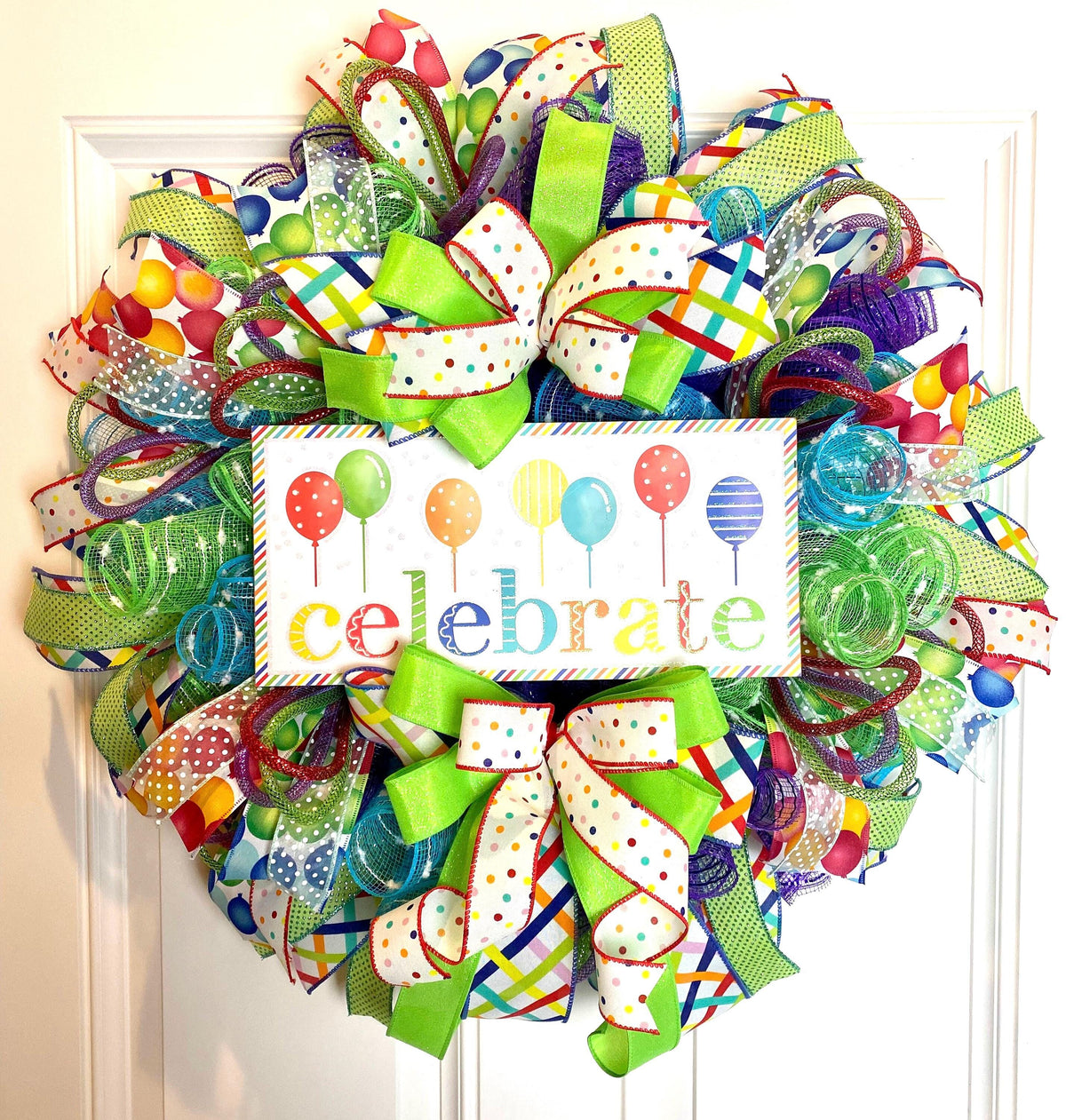 Birthday Wreath Front Door, Party Decor, Spring Wreath, Celebration