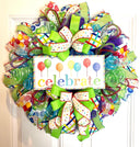 Birthday Wreath Front Door, Party Decor, Spring Wreath, Celebration