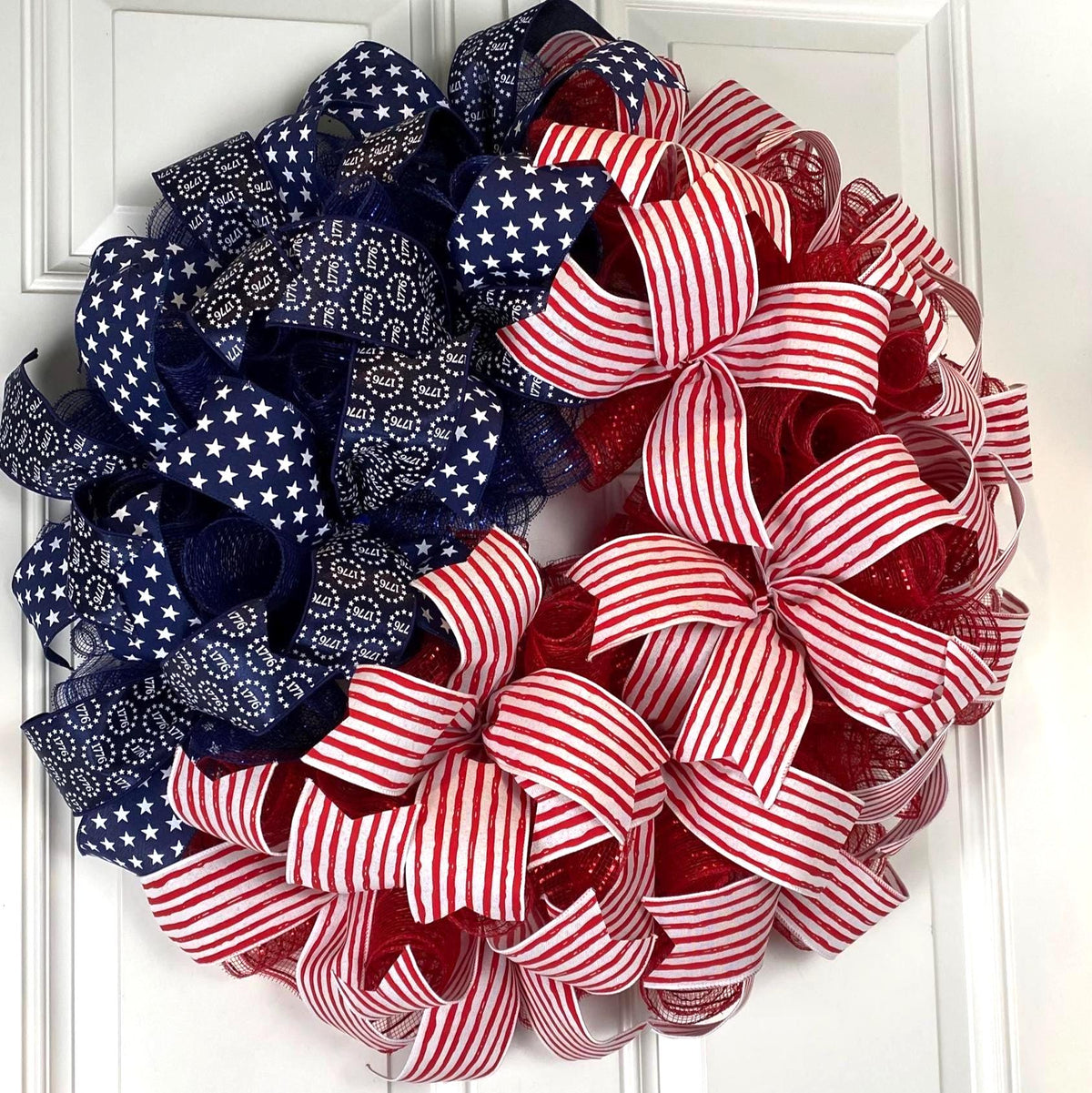 American Flag Wreath: Patriotic Stars & Stripes Decor, Nautical, 250th, 1776