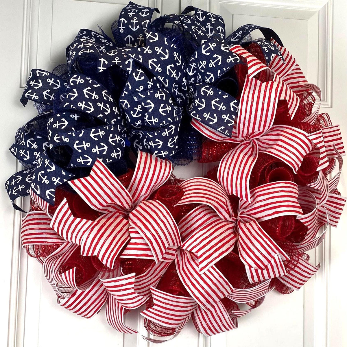 American Flag Wreath: Patriotic Stars & Stripes Decor, Nautical, 250th, 1776