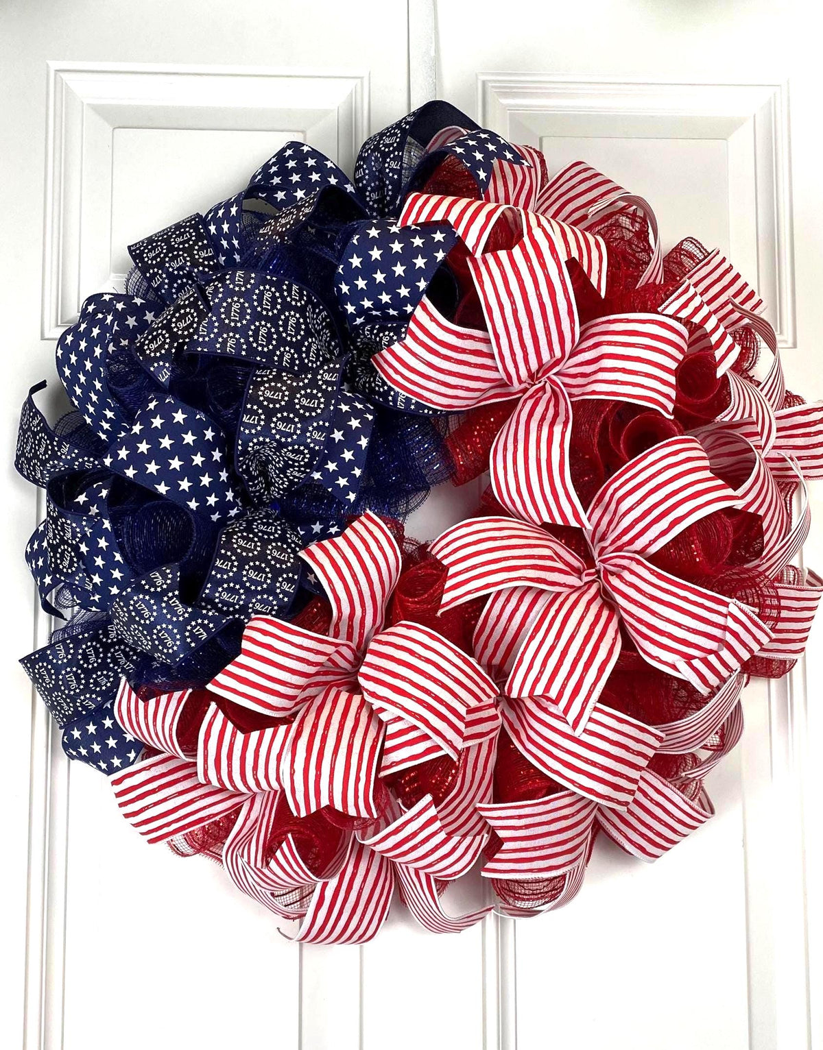 American Flag Wreath: Patriotic Stars & Stripes Decor, Nautical, 250th, 1776