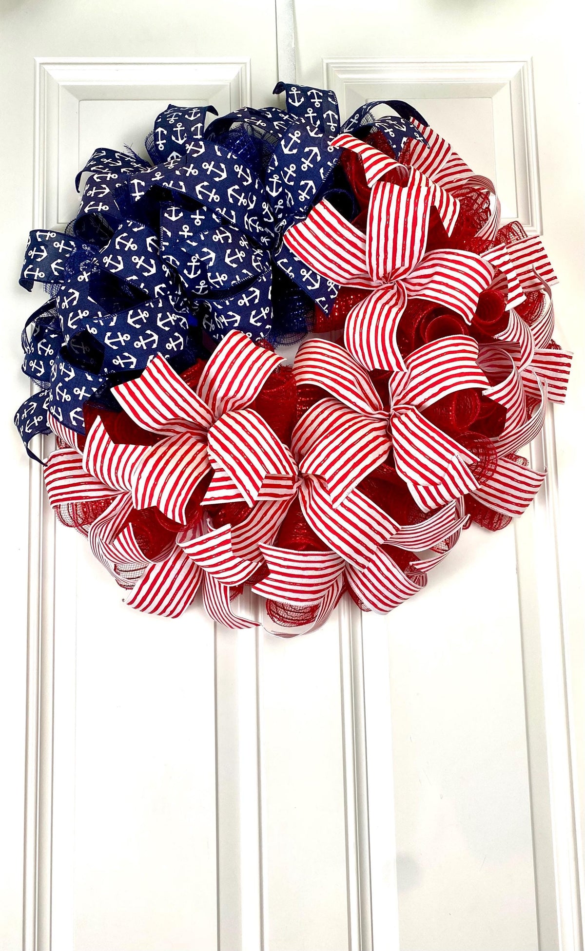 American Flag Wreath: Patriotic Stars & Stripes Decor, Nautical, 250th, 1776