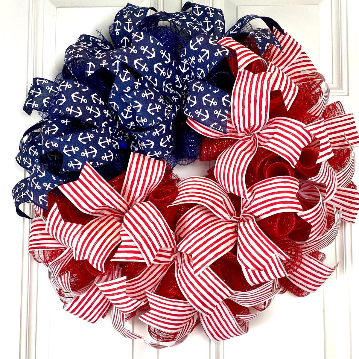American Flag Wreath: Patriotic Stars & Stripes Decor, Nautical, 250th, 1776