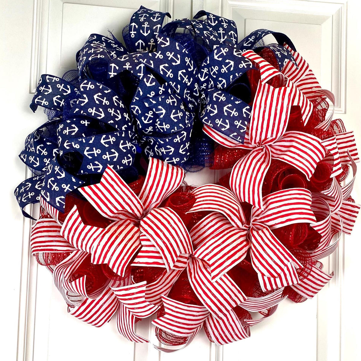 American Flag Wreath: Patriotic Stars & Stripes Decor, Nautical, 250th, 1776