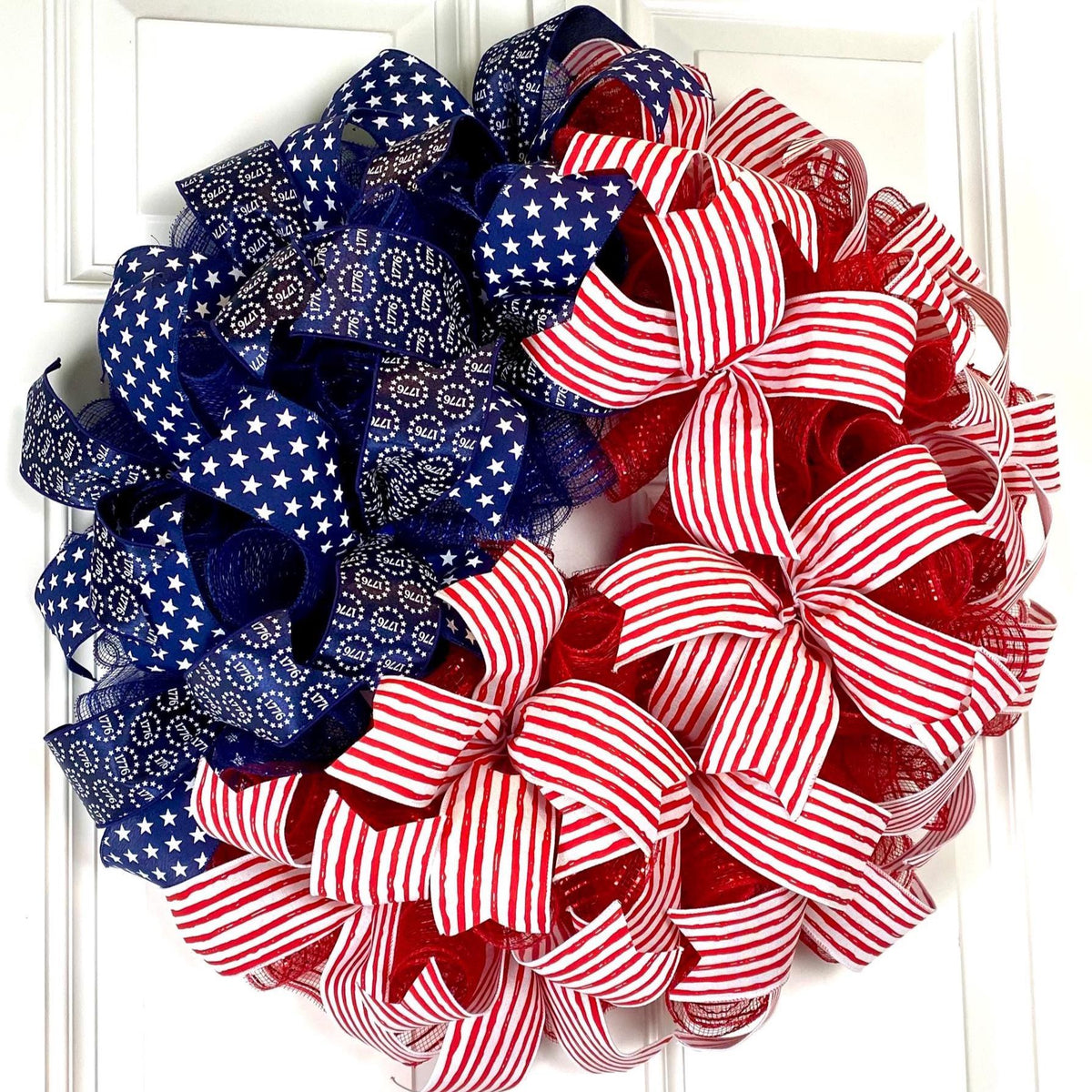 American Flag Wreath: Patriotic Stars & Stripes Decor, Nautical, 250th, 1776