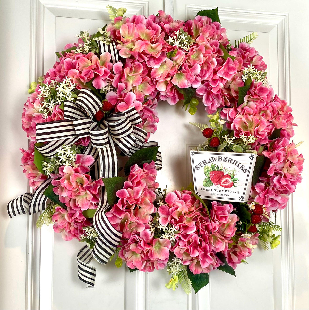 Hydrangea Wreath: Summer Floral Front Door Decor, * strawberry, watermelon, lemon