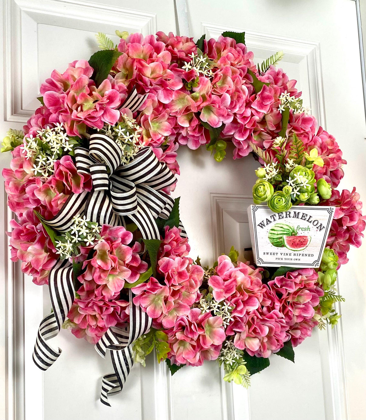 Hydrangea Wreath: Summer Floral Front Door Decor, * strawberry, watermelon, lemon
