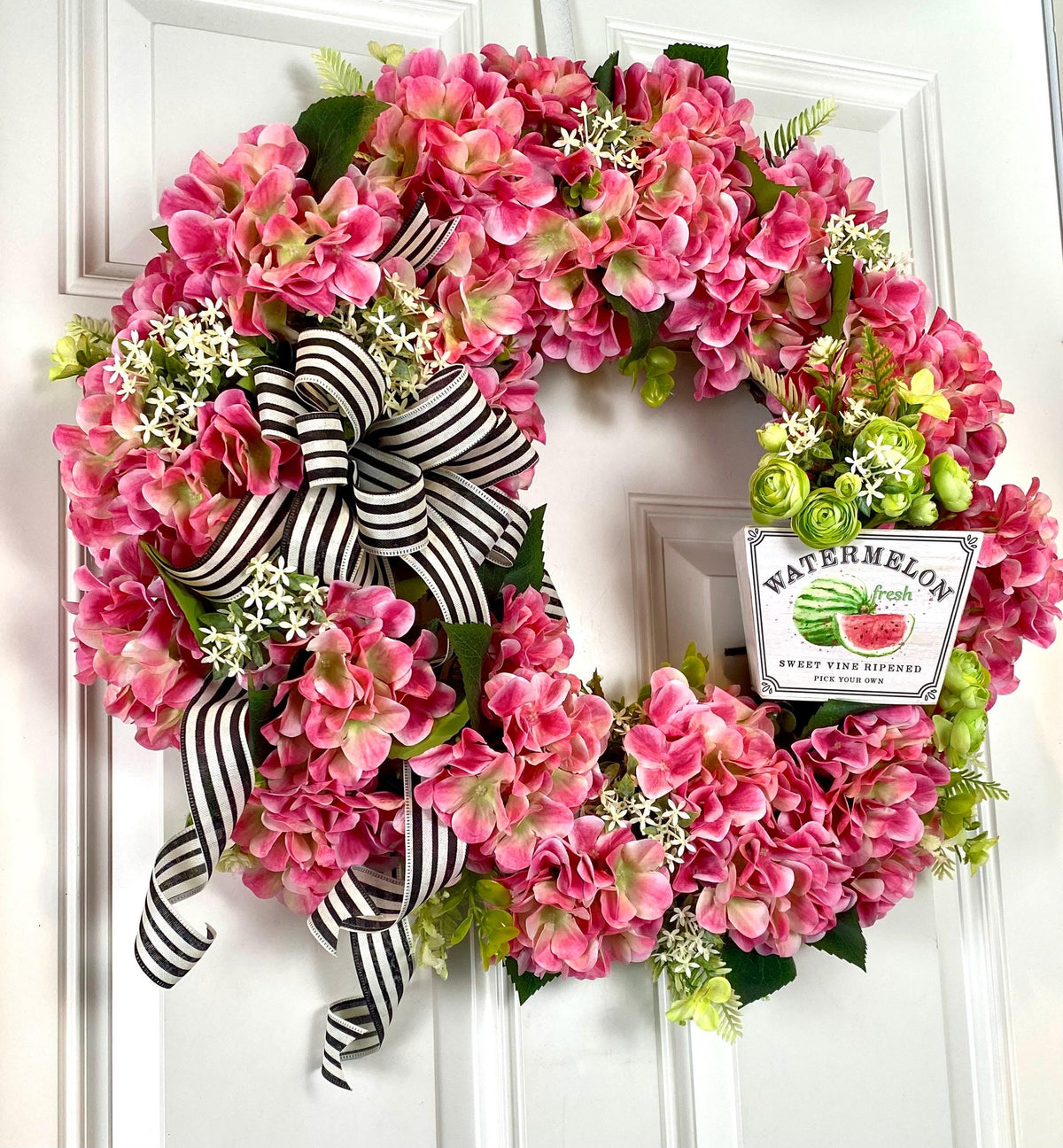 Hydrangea Wreath: Summer Floral Front Door Decor, * strawberry, watermelon, lemon