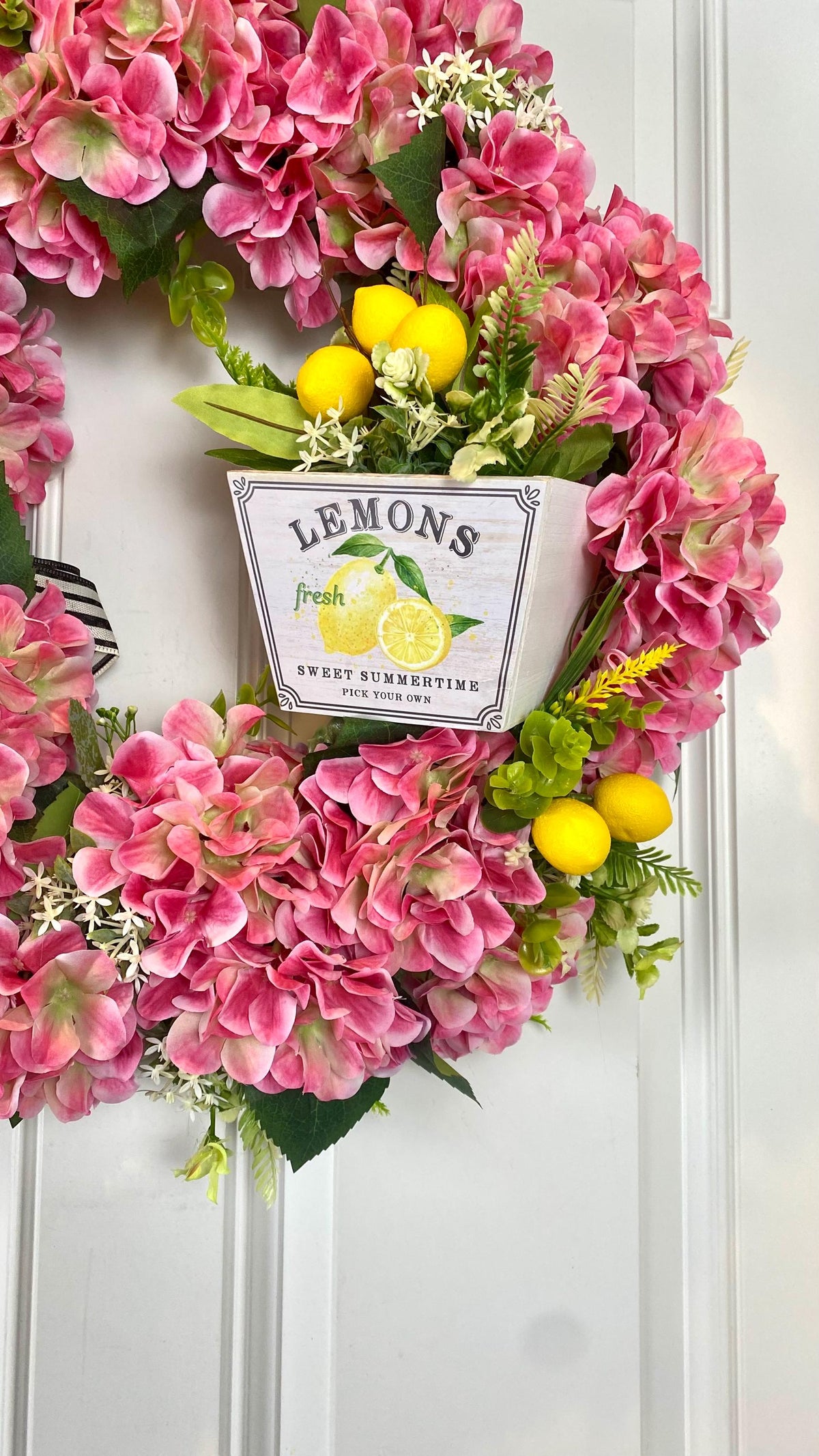 Hydrangea Wreath: Summer Floral Front Door Decor, * strawberry, watermelon, lemon