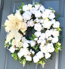 Everyday White Patriotic Memorial Wreath Front Door, Service Member, Military, Funeral