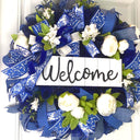Everyday Wreath Front Door, Peony Wreath, Blue Toile, Farmhouse Wreath for Every Season, Spring Wreath, Summer Deco Mesh,