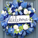 Everyday Wreath Front Door, Peony Wreath, Blue Toile, Farmhouse Wreath for Every Season, Spring Wreath, Summer Deco Mesh,