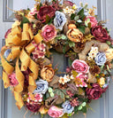 Muted Fall Peony and Hydrangea Wreath: Farmhouse Autumn Decor