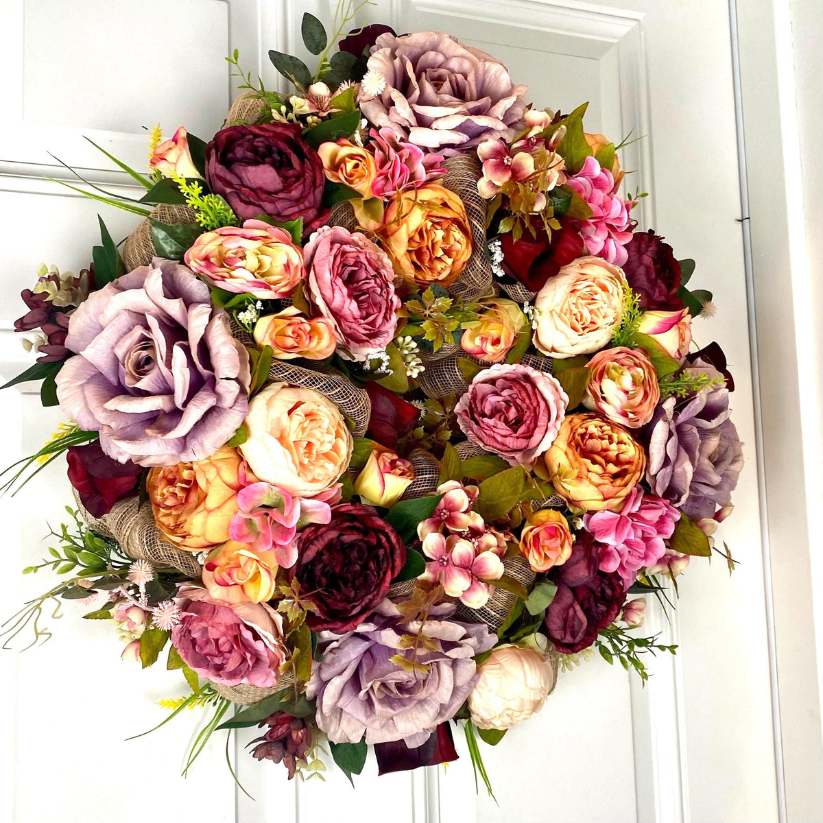Fall Peony Hydrangea Wreath: Summer Floral Front Door Decor
