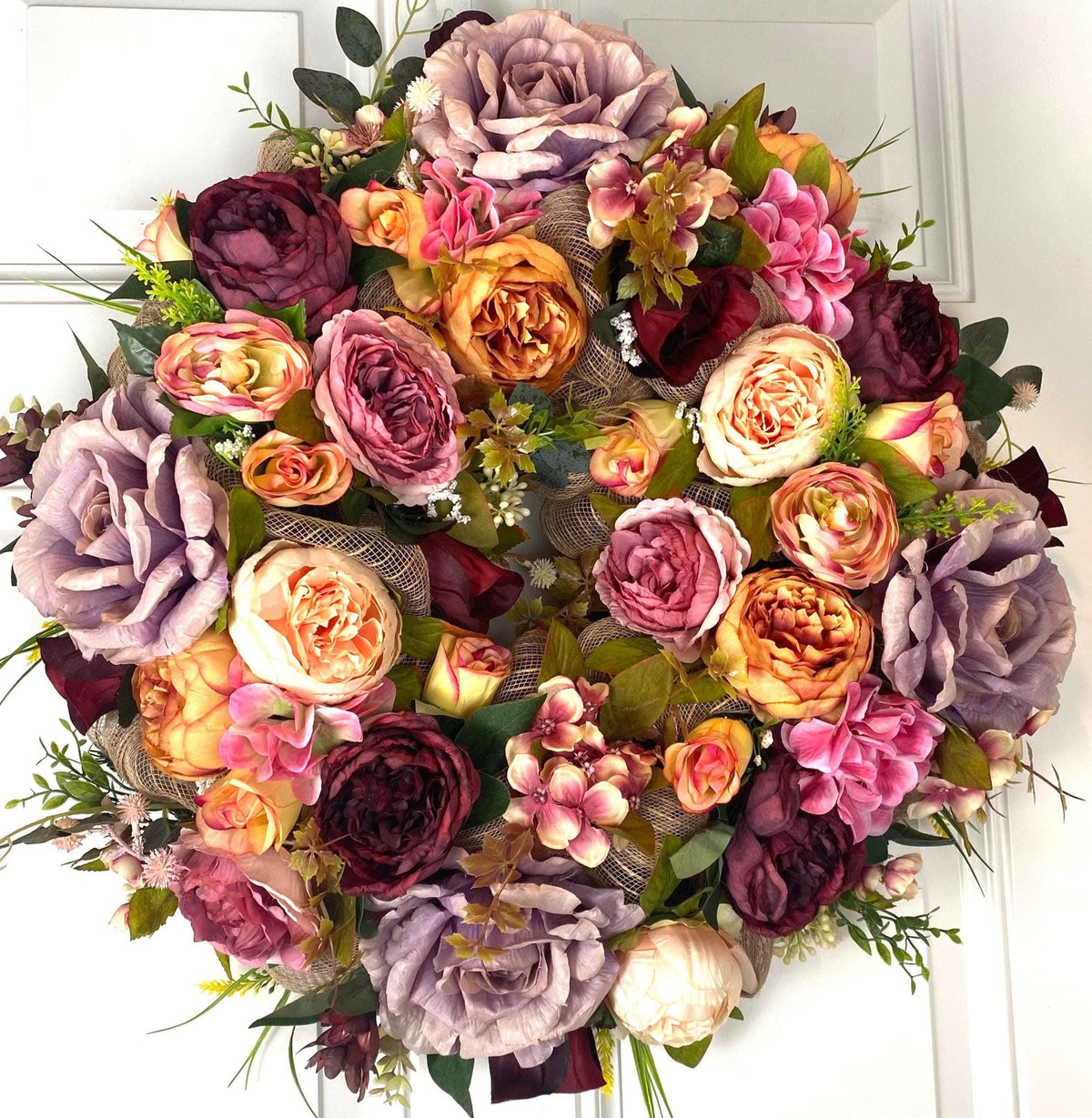 Fall Peony Hydrangea Wreath: Summer Floral Front Door Decor