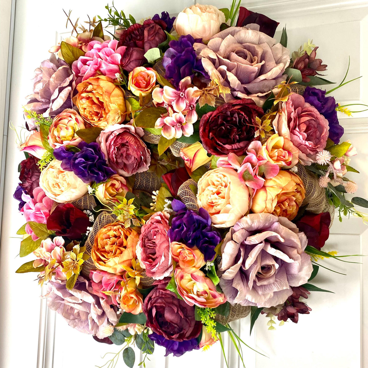 Fall Peony Hydrangea Wreath: Summer Floral Front Door Decor