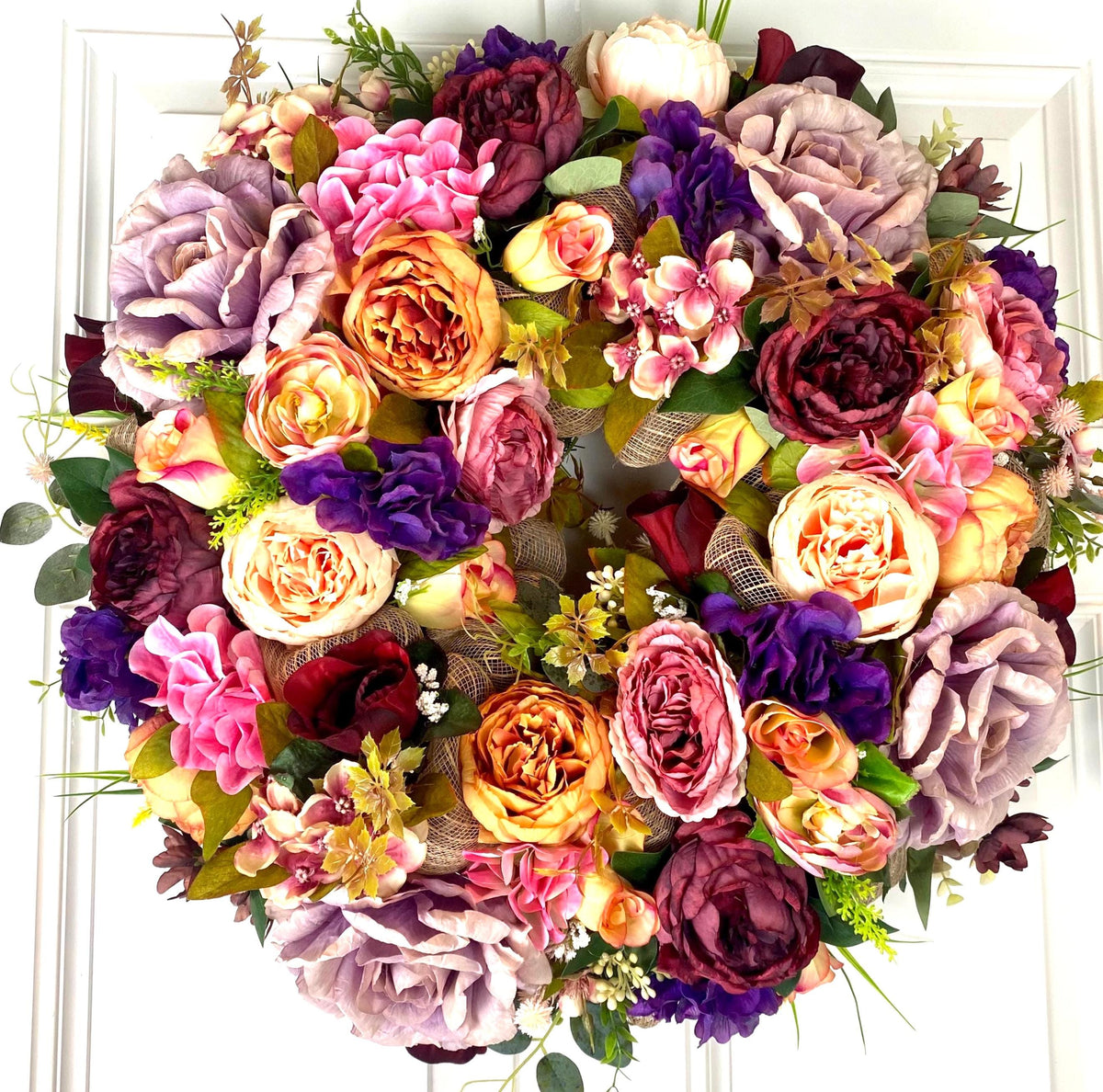 Fall Peony Hydrangea Wreath: Summer Floral Front Door Decor