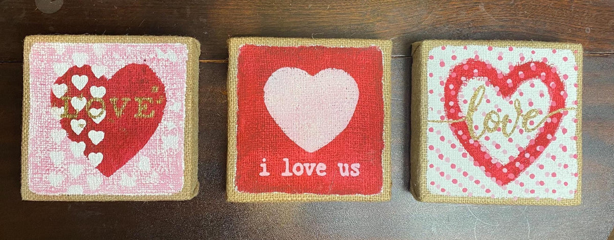6" Valentine Signs / Rustic Glam Farmhouse Decor (Set of 3)