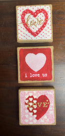 6" Valentine Signs / Rustic Glam Farmhouse Decor (Set of 3)