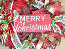 Elegant Gold and Red Nativity Wreath with Holly Berry Embellishments