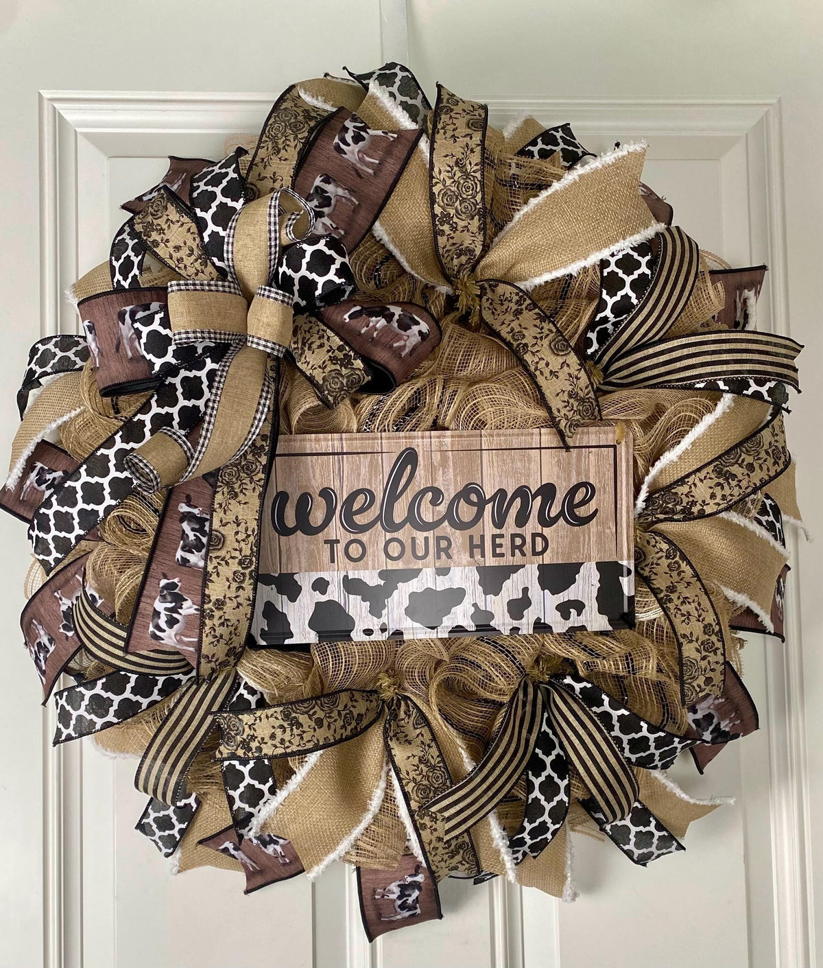 Everyday Cow Wreath Front Door, Welcome to our Herd, Farmhouse Wreath for Every Season