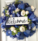 Everyday Wreath Front Door, Peony Wreath, Blue Toile, Farmhouse Wreath for Every Season, Spring Wreath, Summer Deco Mesh,