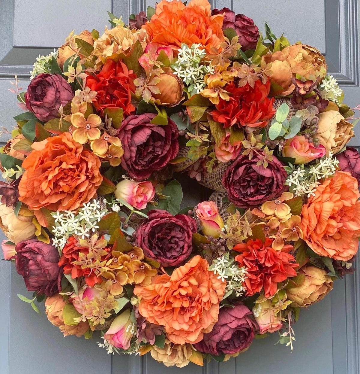 Fall Peony and Hydrangea Wreath: Farmhouse Autumn Decor