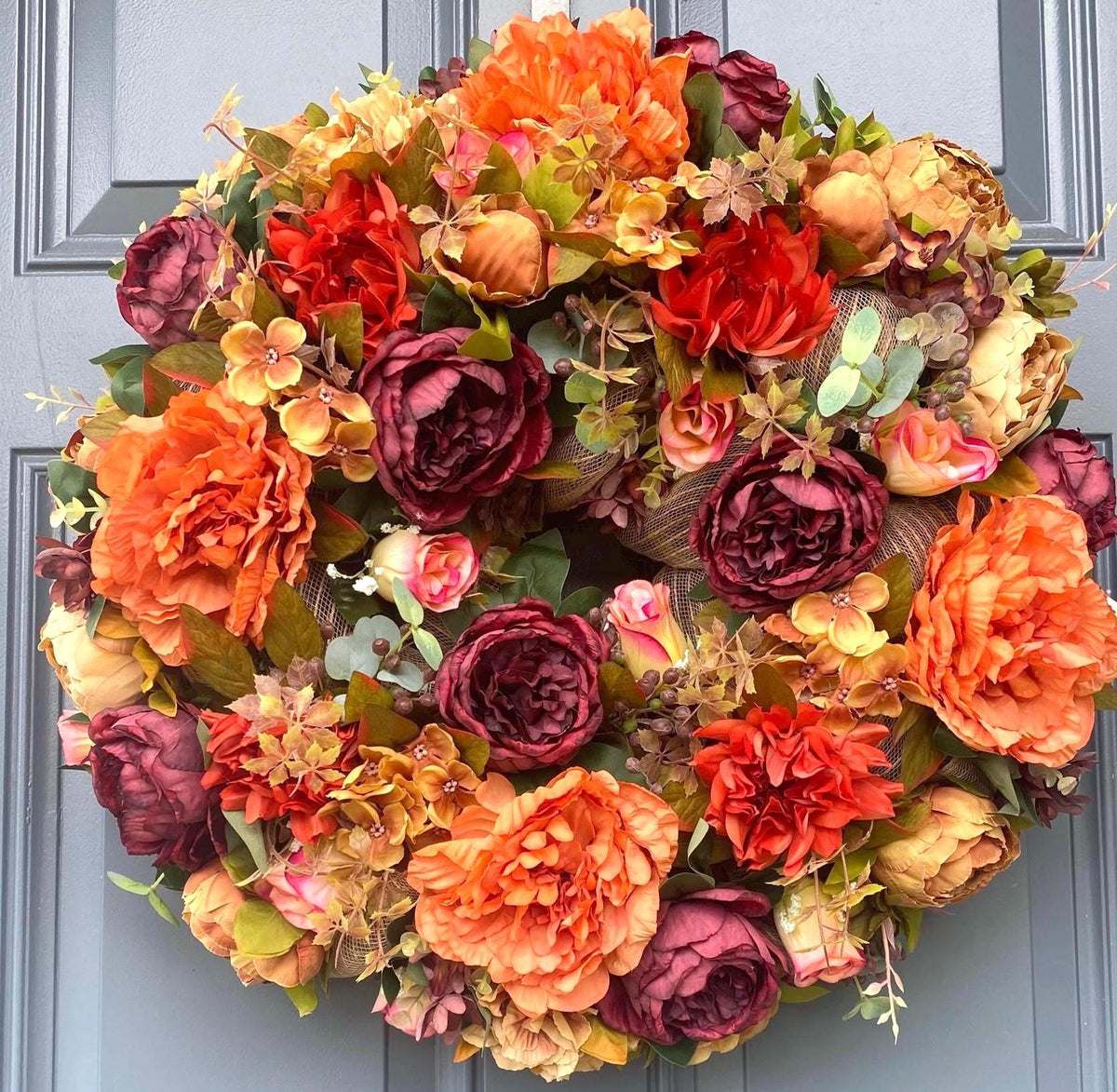 Fall Peony and Hydrangea Wreath: Farmhouse Autumn Decor