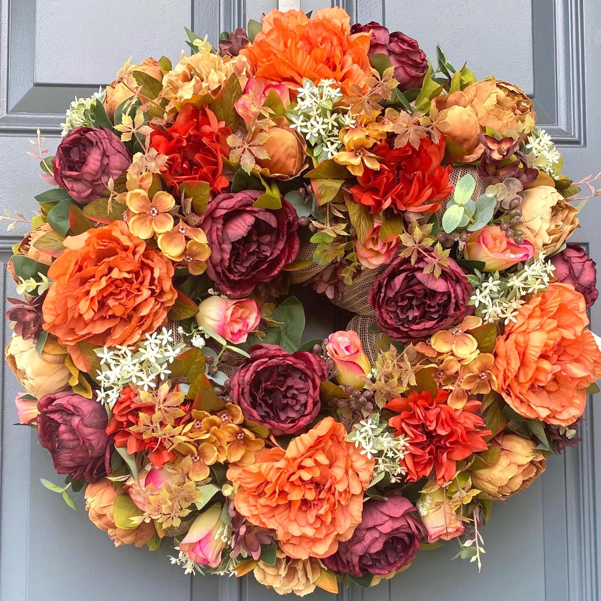 Fall Peony and Hydrangea Wreath: Farmhouse Autumn Decor