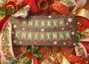 12" Merry Christmas Wreath Sign / Black & Green