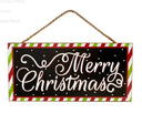 12" Merry Christmas Wreath Sign / Black & Green