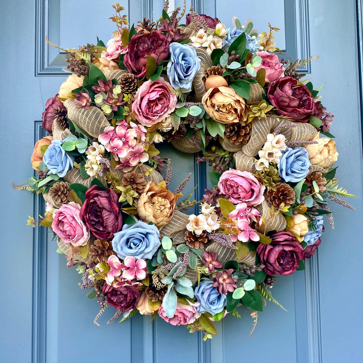 Muted Fall Peony and Hydrangea Wreath: Farmhouse Autumn Decor