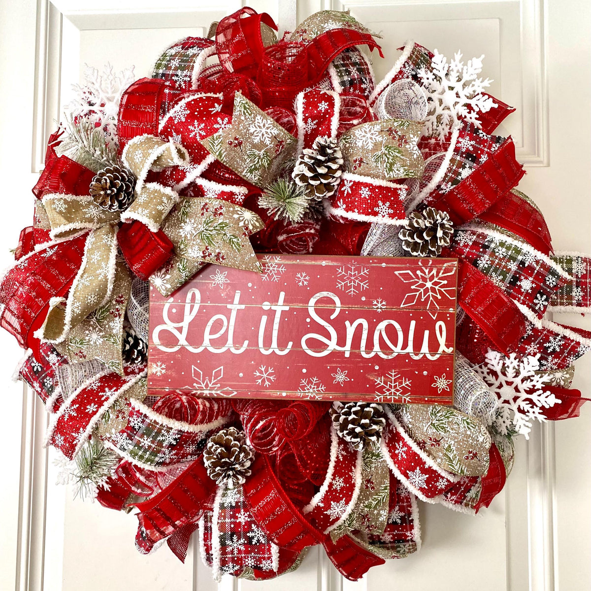 Let it Snow Winter Wreath, Farmhouse Christmas Wreath